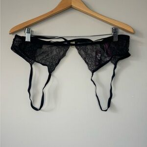 Adore Me NWT Danielle Crotchless Strappy Black Lace Lingerie Panties size 2X